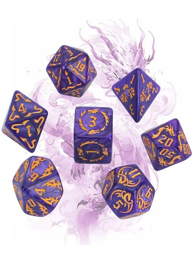 INOCEAN مجموعة نرد مكونة من 7 قطع، نرد متعدد الأوجه للعبة Dungeons and Dragons، مجموعة نرد بنفسجية لألعاب تقمص الأدوار على الطاولة، ماجيك ذا غاذرينغ، ألعاب تقمص الأدوار، لألعاب الورق في الكاريوكي - Image 1